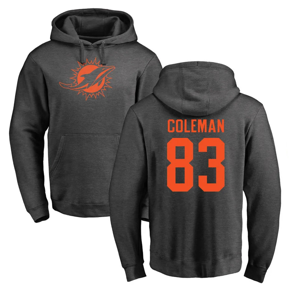 Tocy M.Dolphins #83 Kevin Coleman Jr. Player Darkgray Pullover Hoodies Limited Stitched Jerseys