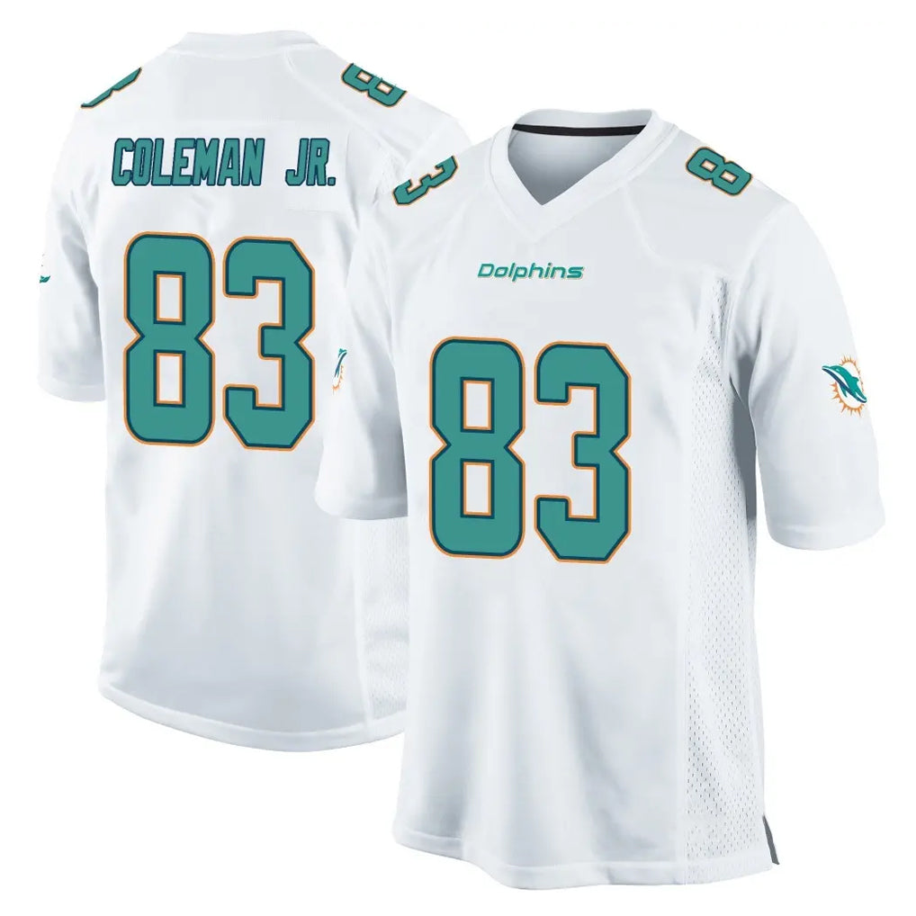 Tocy M.Dolphins #83 Kevin Coleman Jr. Player White Home Game Stitched Jerseys