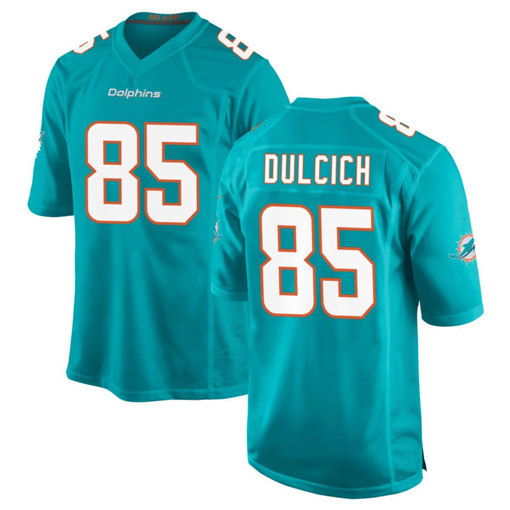 Tocy M.Dolphins #85 Greg Dulcich Player Aqua Home Game Stitched Jerseys