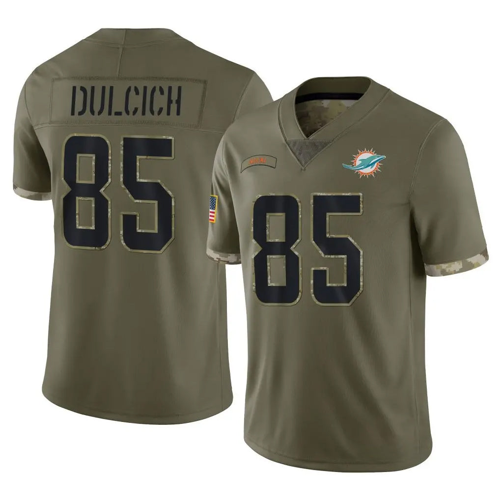 Tocy M.Dolphins #85 Greg Dulcich Player Olive Salute To Service Limited Stitched Jerseys