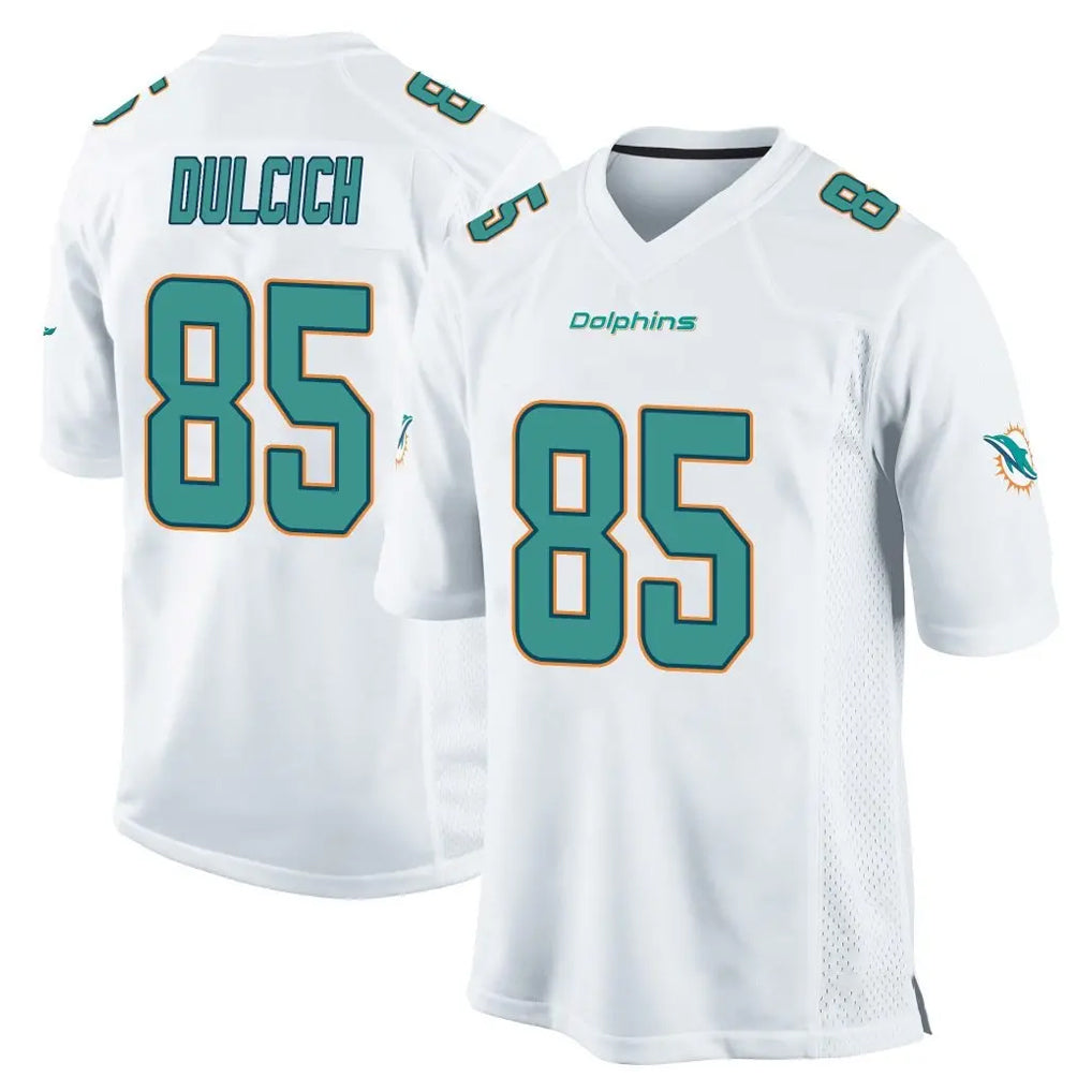 Tocy M.Dolphins #85 Greg Dulcich Player White Home Game Stitched Jerseys