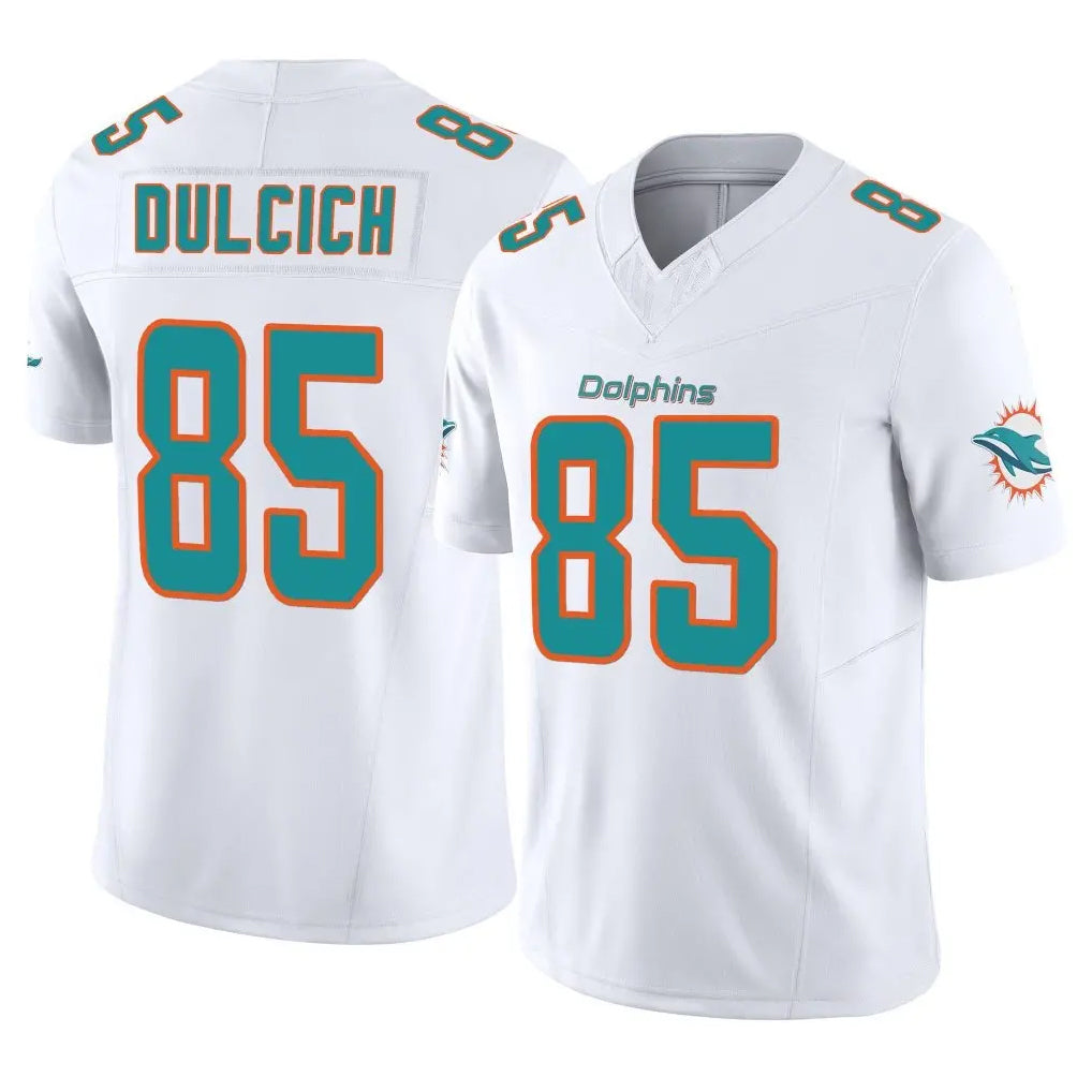 Tocy M.Dolphins #85 Greg Dulcich Player White Limited Vapor F.U.S.E. Home Game Stitched Jerseys