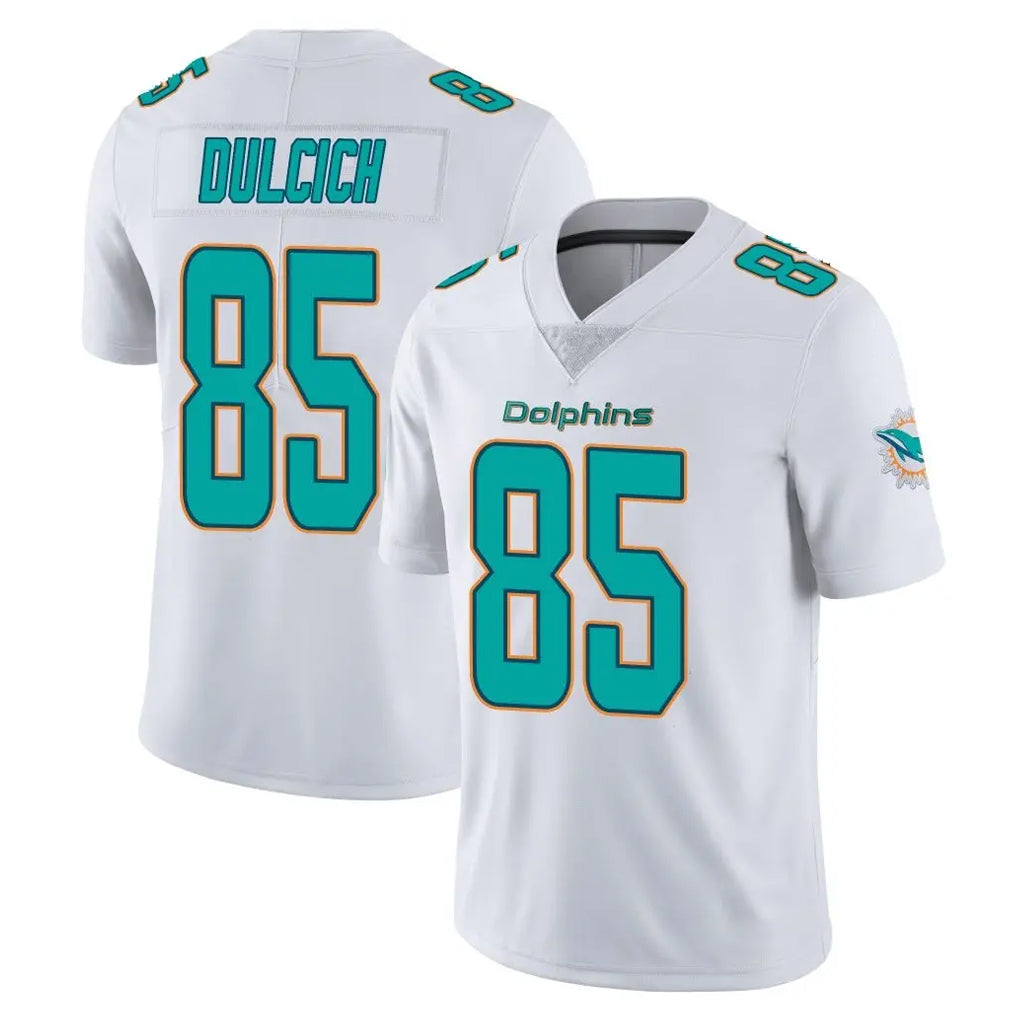 Tocy M.Dolphins #85 Greg Dulcich Player White Limited Vapor Untouchable Home Game Stitched Jerseys