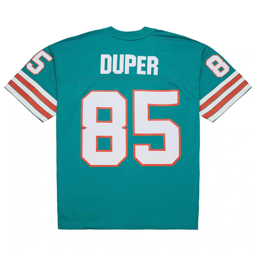 Tocy M.Dolphins #85 Mark Duper Mitchell & Ness Aqua Legacy Replica Jersey