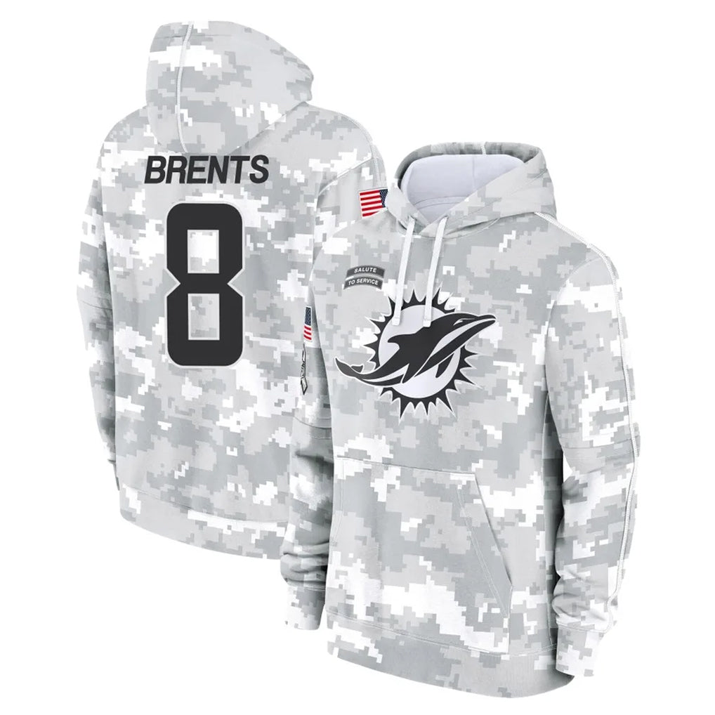 Tocy M.Dolphins #8 JuJu Brents Player Arctic Camo Salute to Service Hoodies Limited Game Stitched Jerseys