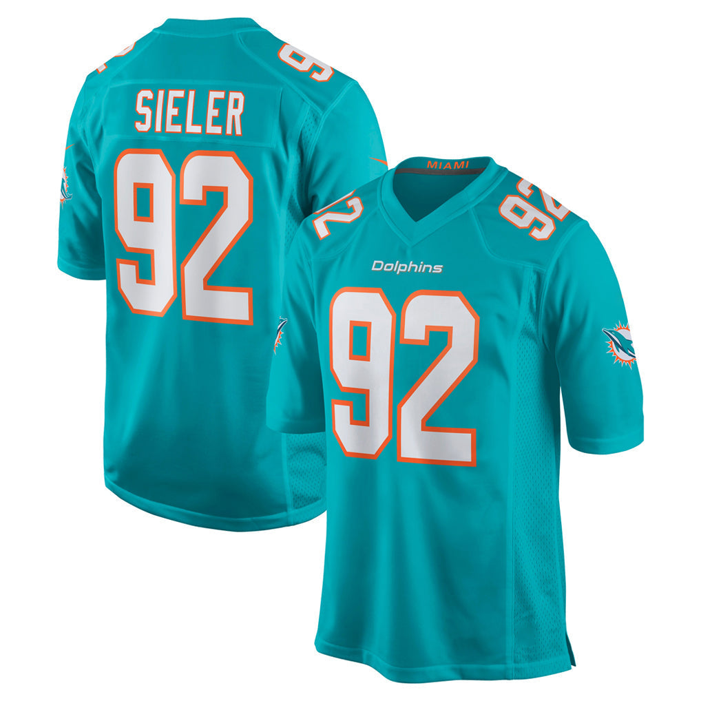 Tocy M.Dolphins #92 Zach Sieler Player Aqua Home Game Stitched Jerseys