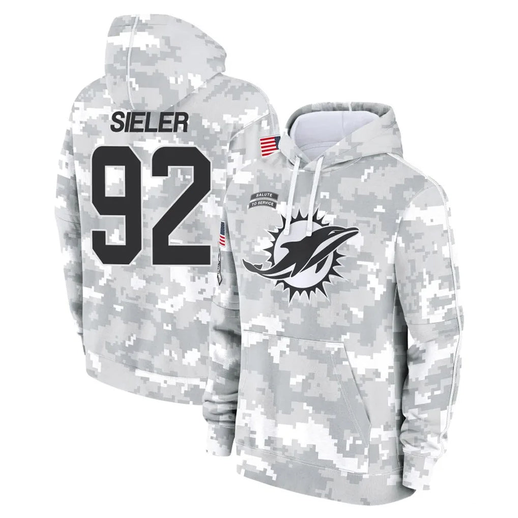 Tocy M.Dolphins #92 Zach Sieler Player Arctic Camo Salute to Service Hoodies Limited Game Stitched Jerseys