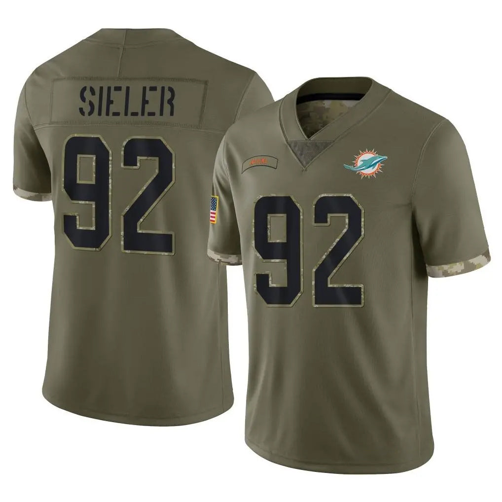 Tocy M.Dolphins #92 Zach Sieler Player Olive Salute To Service Limited Stitched Jerseys