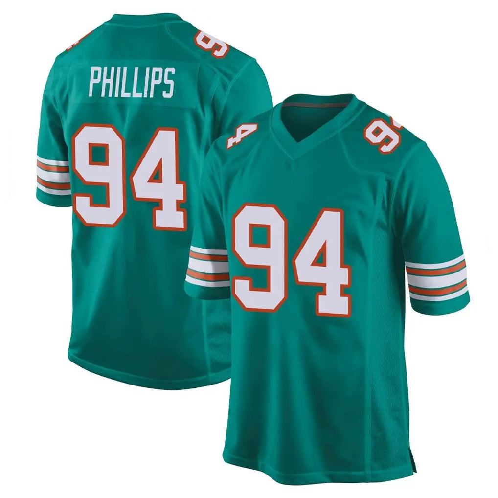 Tocy M.Dolphins #94 Jordan Phillips Player Aqua Alternate Home Game Stitched Jerseys