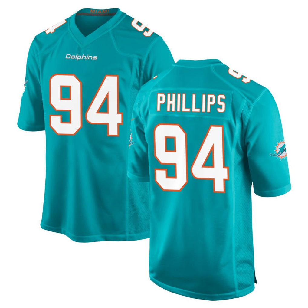 Tocy M.Dolphins #94 Jordan Phillips Player Aqua Home Game Stitched Jerseys