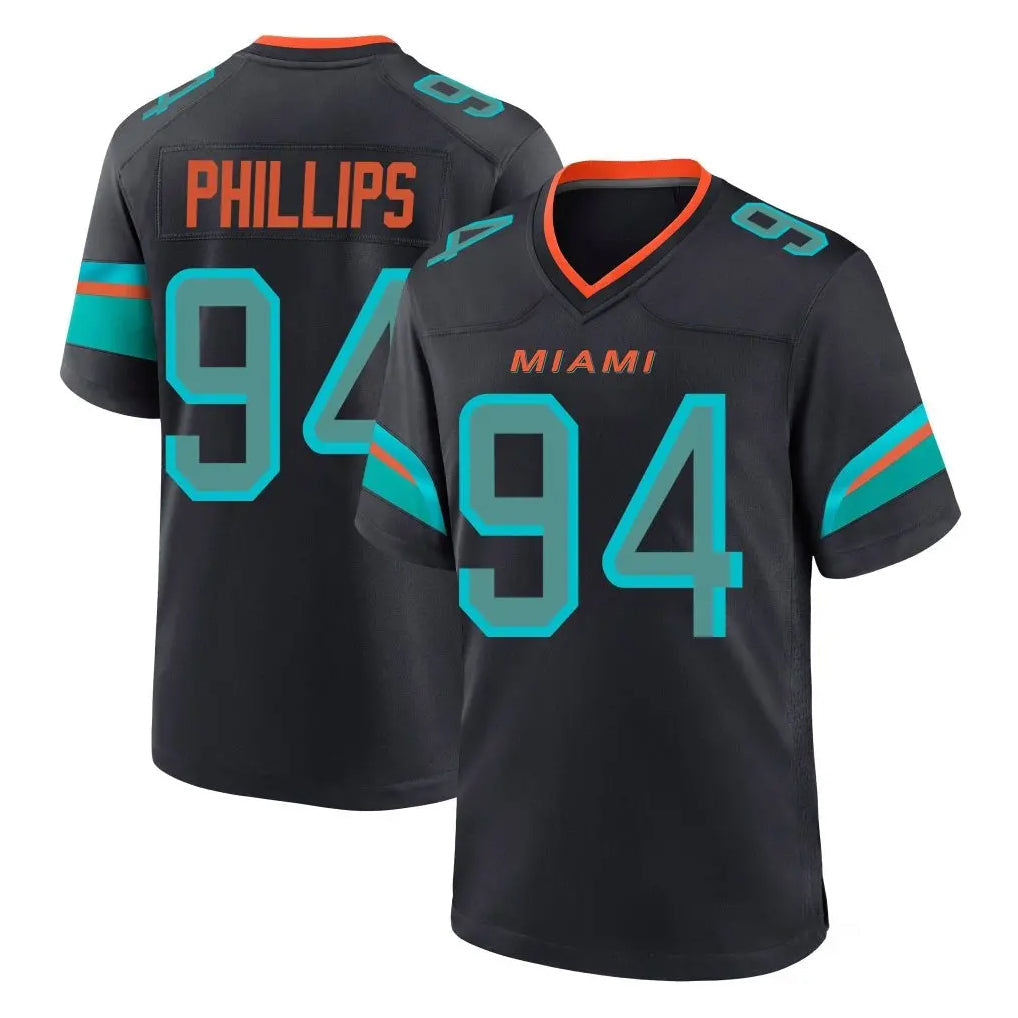 Tocy M.Dolphins #94 Jordan Phillips Player Black Pitch Rivalries Collection Home Game Stitched Jerseys