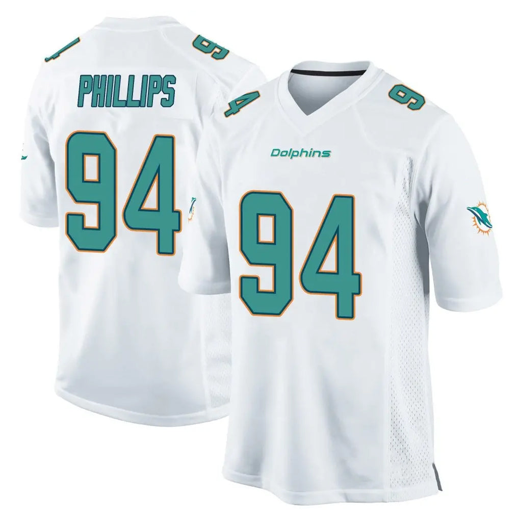 Tocy M.Dolphins #94 Jordan Phillips Player White Home Game Stitched Jerseys