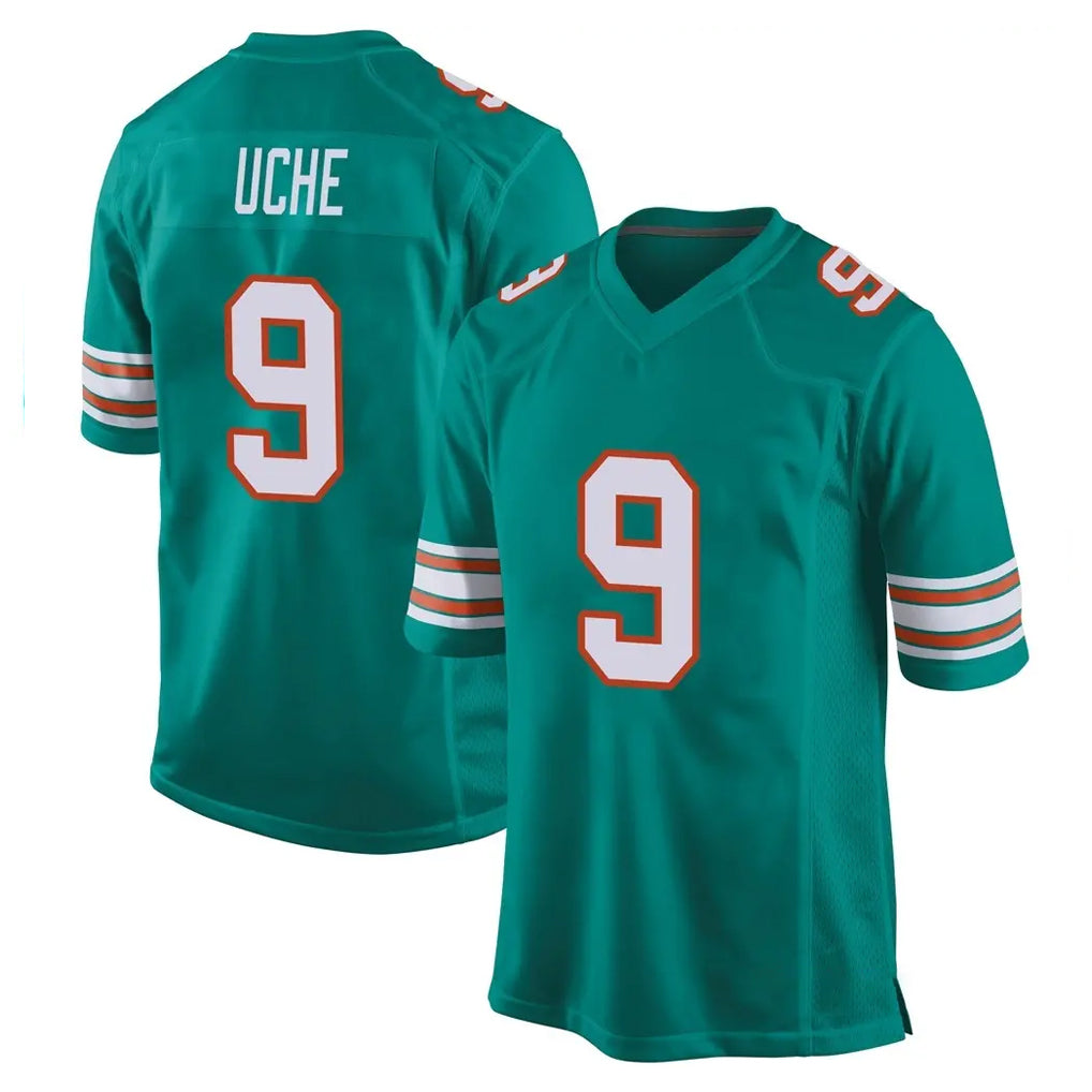 Tocy M.Dolphins #9 Joshua Uche Player Aqua Alternate Home Game Stitched Jerseys