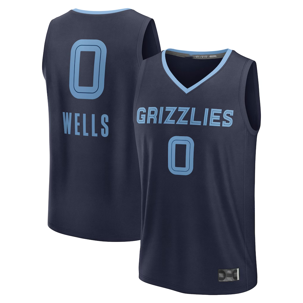 tocy M.Grizzlies #0 Jaylen Wells Navy Fast Break Replica Player Stitched Jerseys- Icon Edition