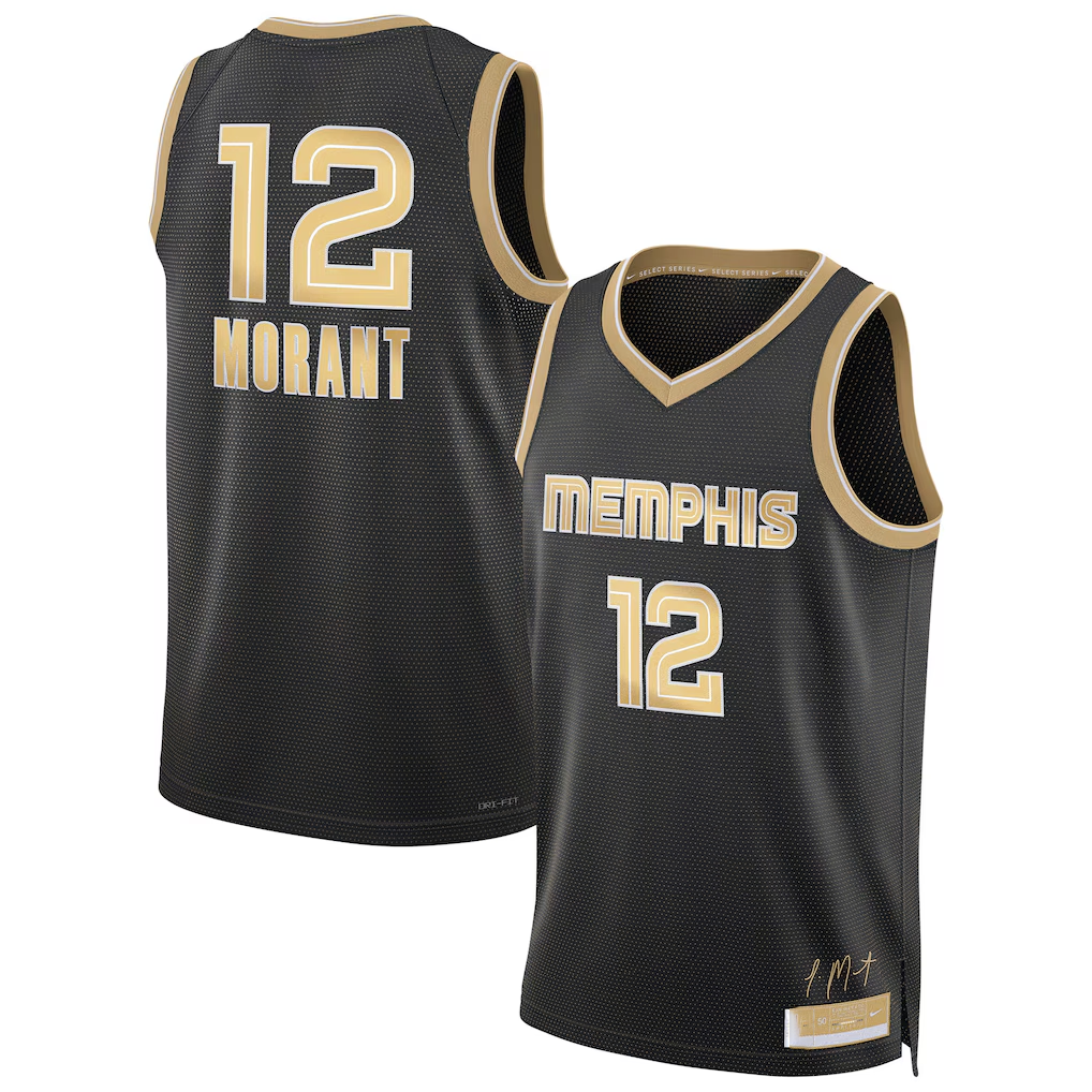 tocy M.Grizzlies #12 Ja Morant Black Select Series Swingman Stitched Jerseys