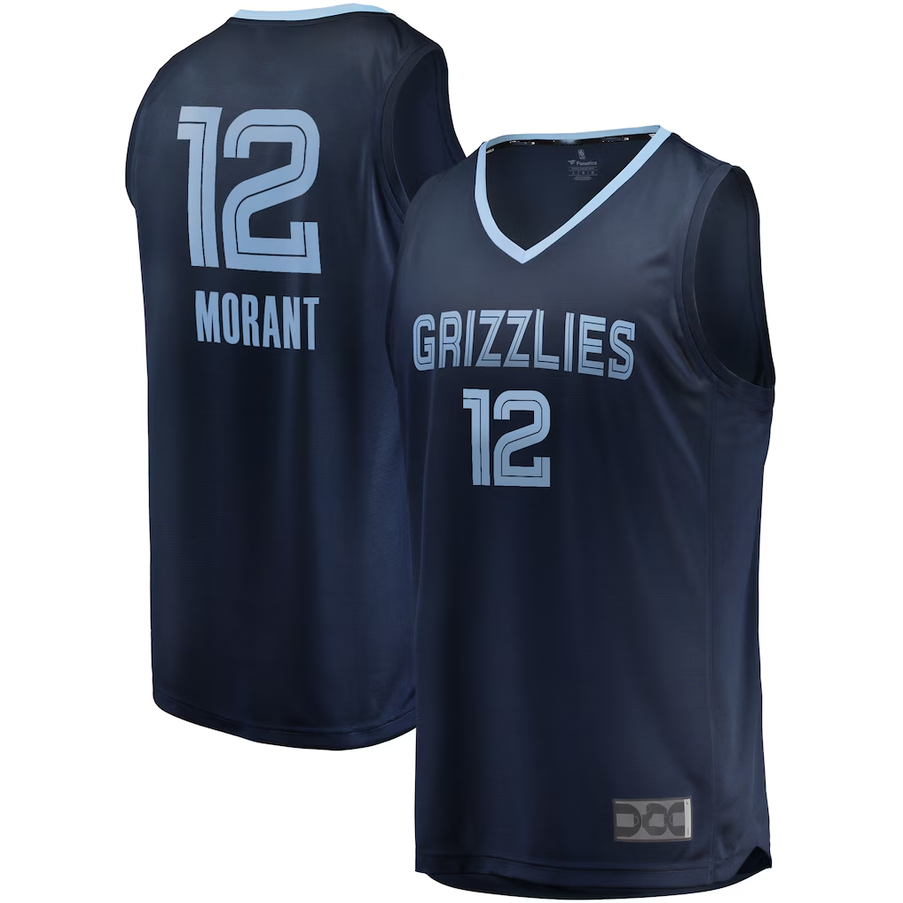 tocy M.Grizzlies #12 Ja Morant Navy Fast Break Replica Stitched Jerseys- Icon Edition