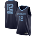 tocy M.Grizzlies #12 Ja Morant Navy Swingman Stitched Jerseys- Icon Edition