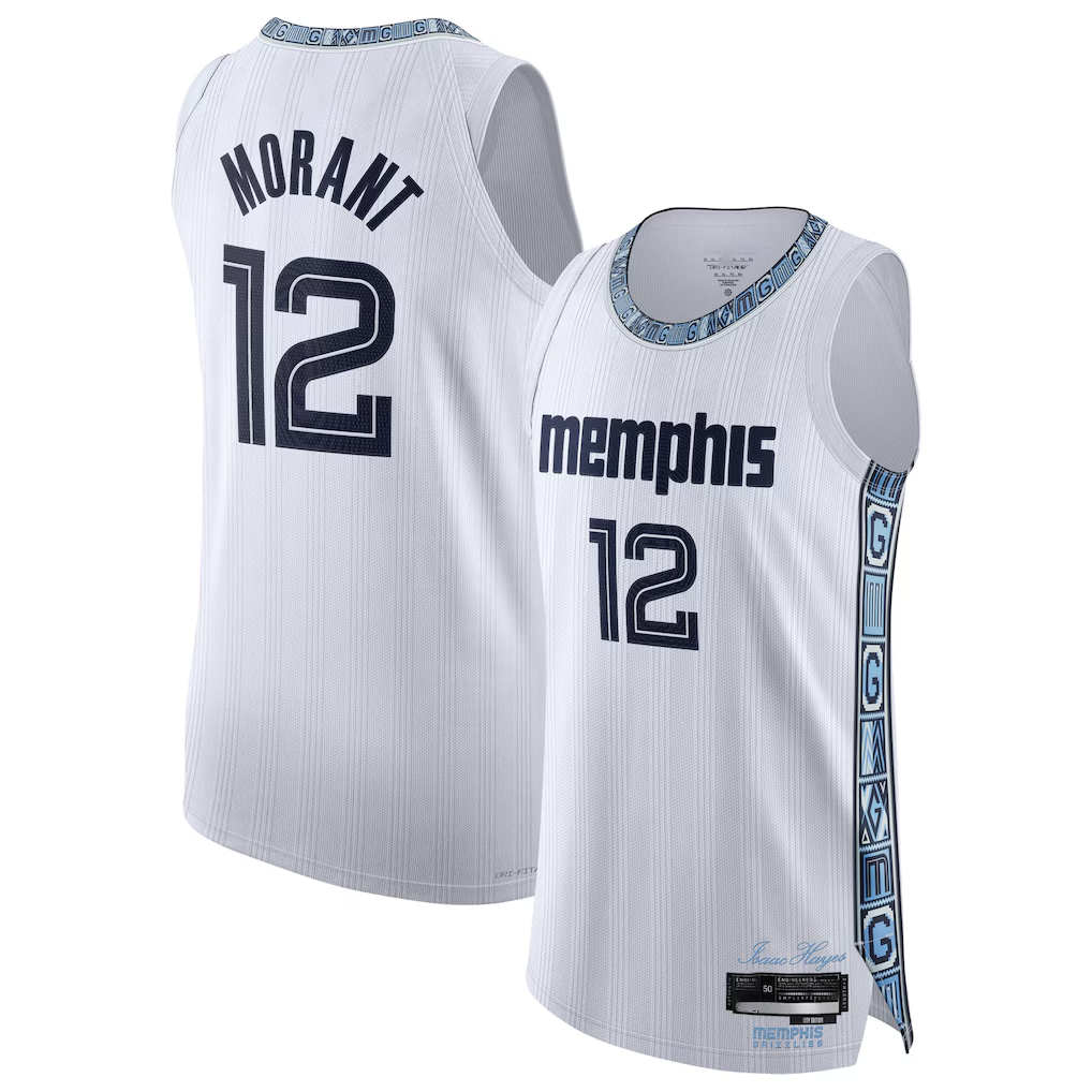 tocy M.Grizzlies #12 Ja Morant White 2025-2026 Authentic Stitched Jerseys- City Edition