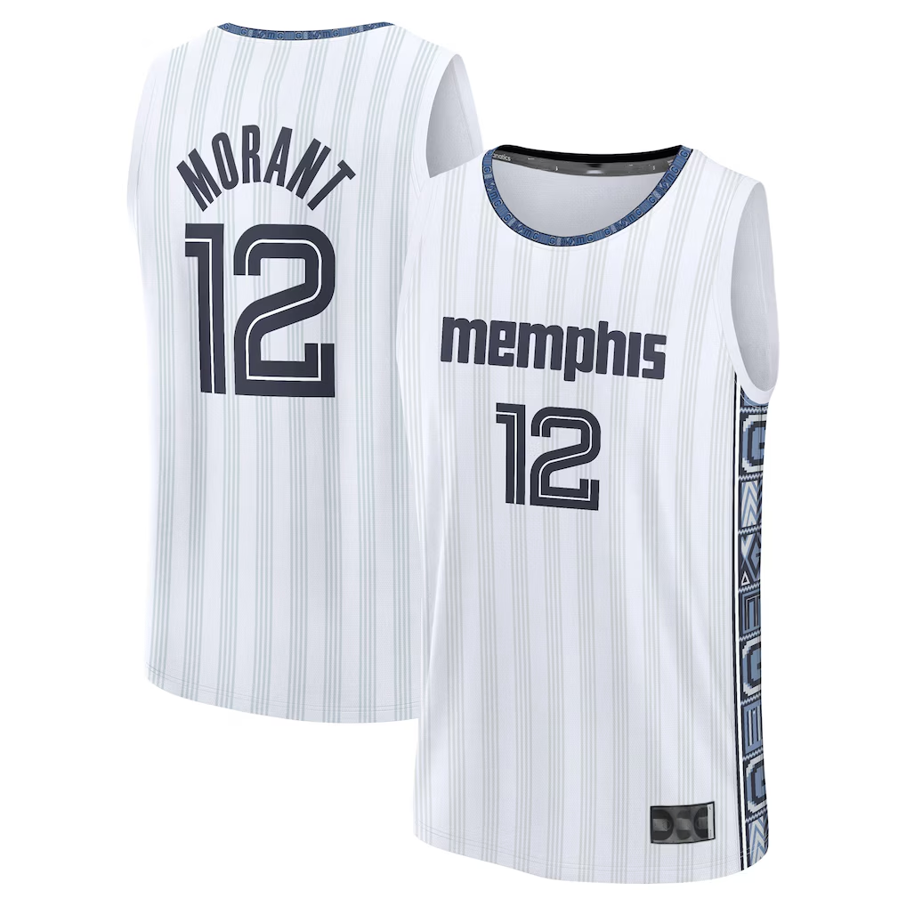 tocy M.Grizzlies #12 Ja Morant White 2025-2026 City Edition Fast Break Stitched Jerseys