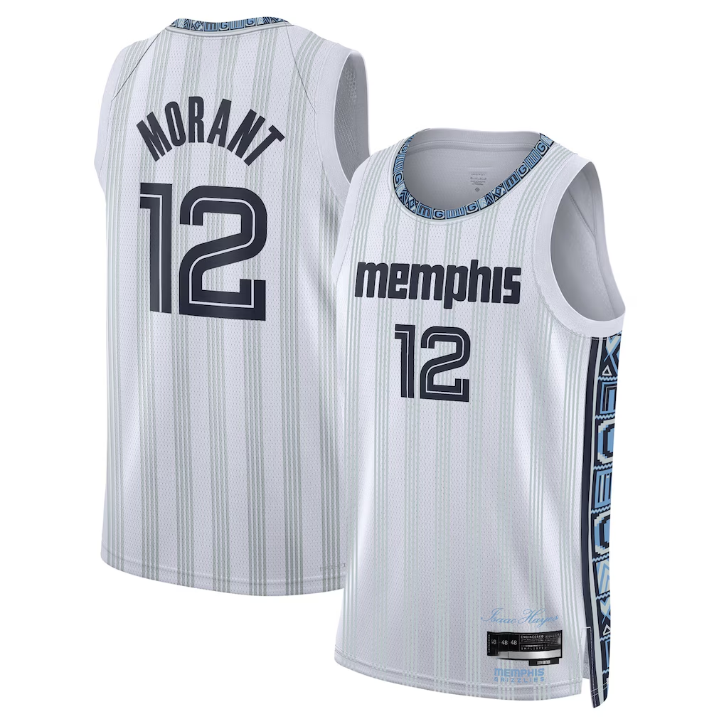 tocy M.Grizzlies #12 Ja Morant White 2025-2026 Swingman Stitched Jerseys- City Edition