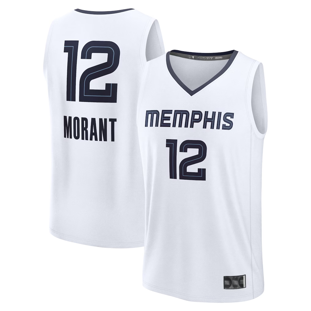 tocy M.Grizzlies #12 Ja Morant White Fast Break Replica Player Stitched Jerseys- Association Edition