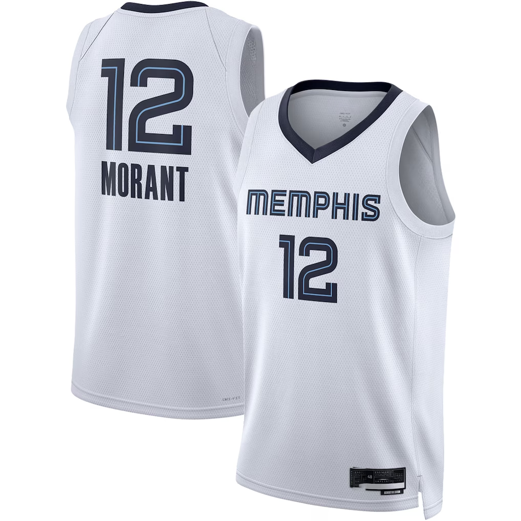tocy M.Grizzlies #12 Ja Morant White Swingman Stitched Jerseys- Association Edition