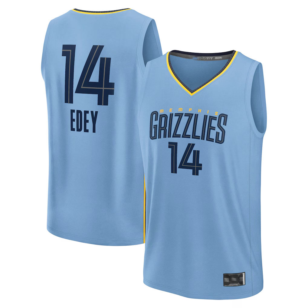 tocy M.Grizzlies #14 Zach Edey Light Blue Fast Break Replica Player Stitched Jerseys- Statement Edition