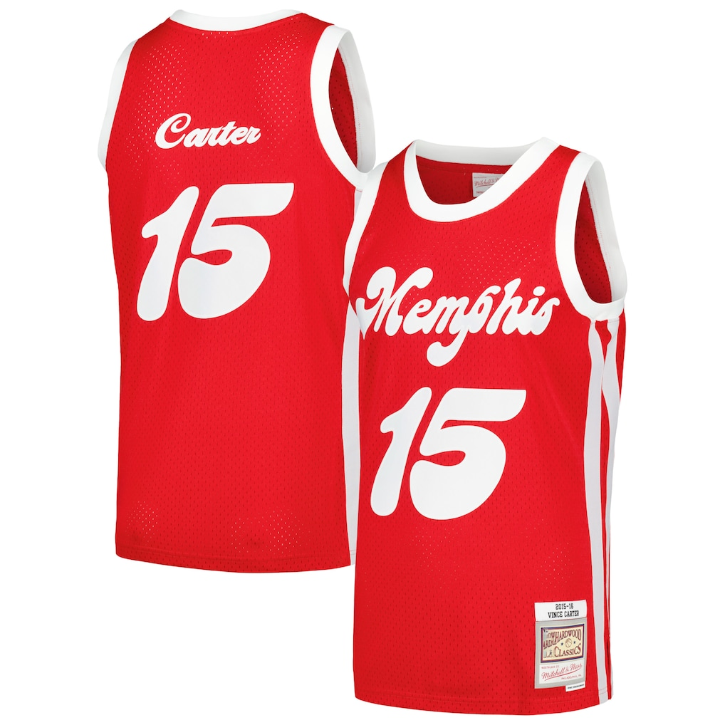 tocy M.Grizzlies #15 Vince Carter Mitchell & Ness Red 2015-2016 Hardwood Classics Swingman Stitched Jerseys