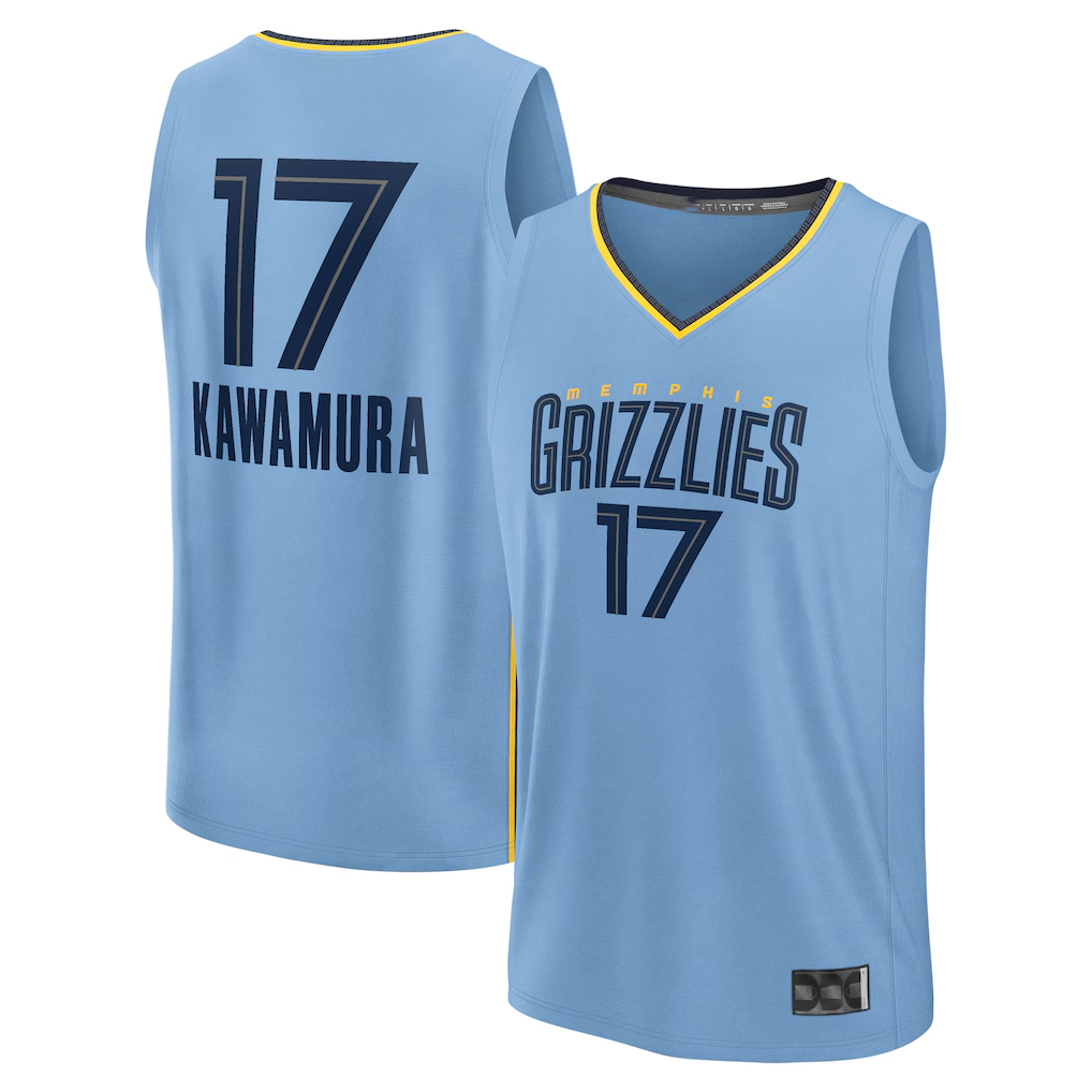 tocy M.Grizzlies #17 Yuki Kawamura Light Blue Fast Break Replica Player Stitched Jerseys- Statement Edition