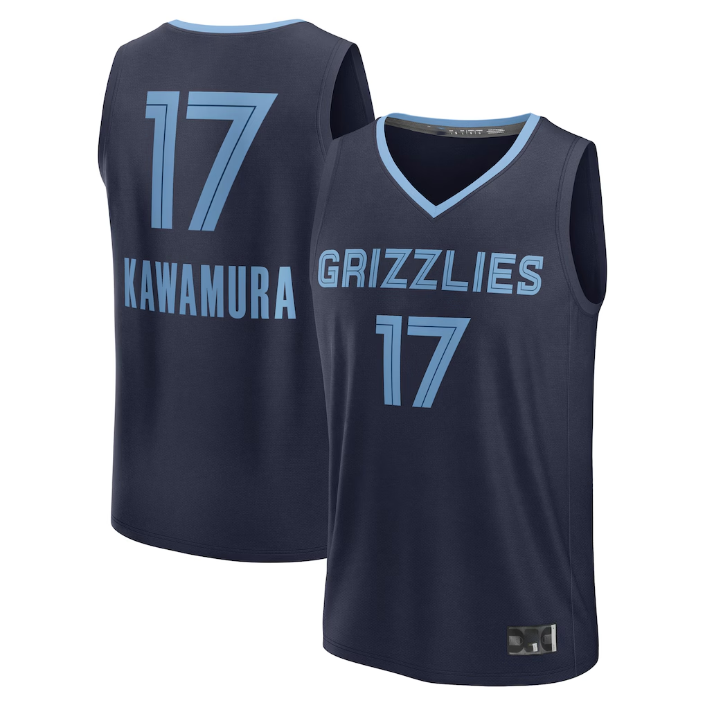 tocy M.Grizzlies #17 Yuki Kawamura Navy Fast Break Replica Player Stitched Jerseys- Icon Edition