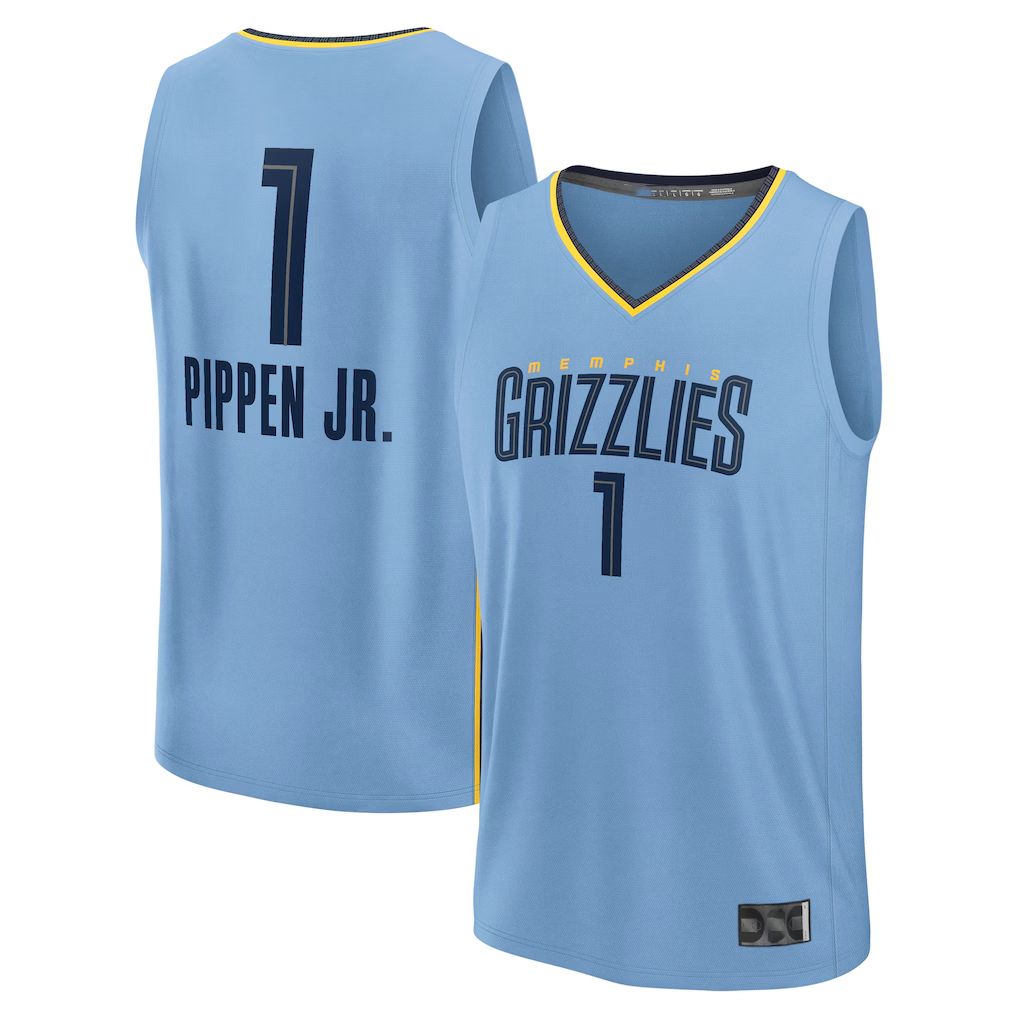 tocy M.Grizzlies #1 Scotty Pippen Jr. Light Blue Fast Break Replica Player Stitched Jerseys- Statement Edition