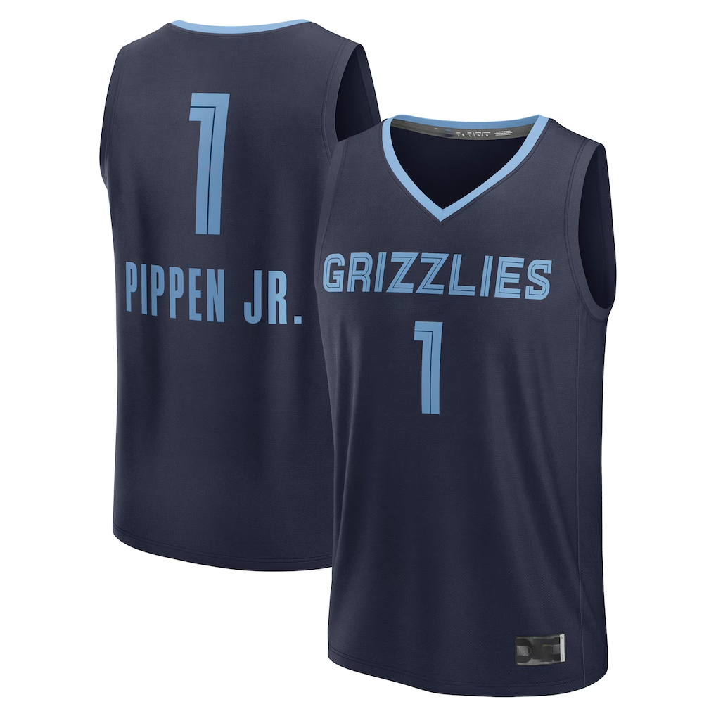 tocy M.Grizzlies #1 Scotty Pippen Jr. Navy Fast Break Replica Player Stitched Jerseys- Icon Edition