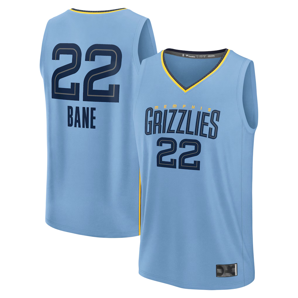 tocy M.Grizzlies #22 Desmond Bane Light Blue Fast Break Replica Player Stitched Jerseys- Statement Edition
