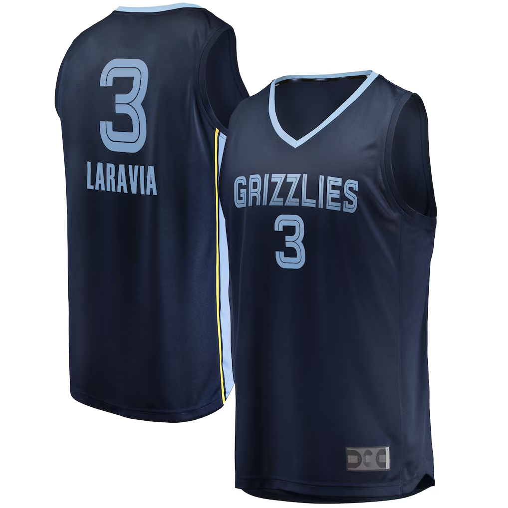 tocy M.Grizzlies #3 Jake LaRavia Navy Fast Break Replica Player Stitched Jerseys- Icon Edition