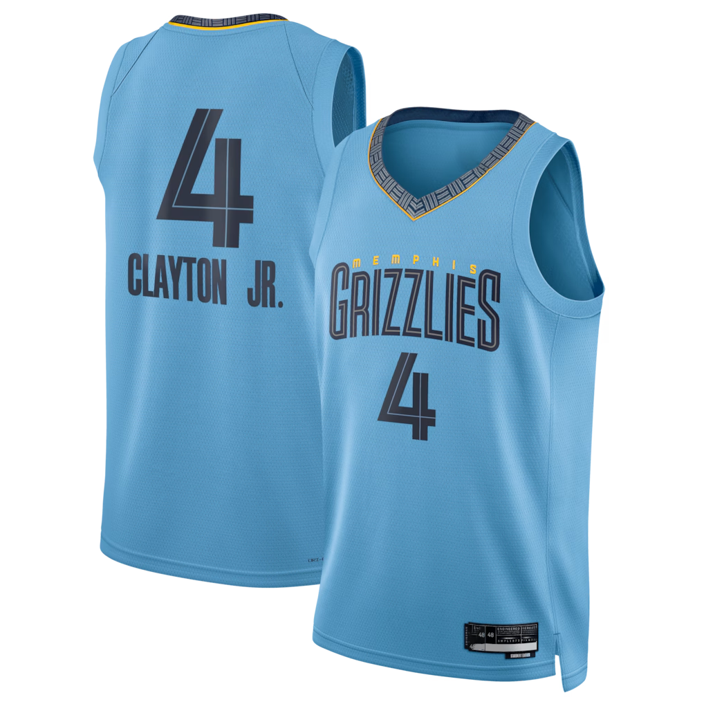 tocy M.Grizzlies #4 Walter Clayton Jr. Light Blue Swingman Stitched Jerseys- Statement Edition