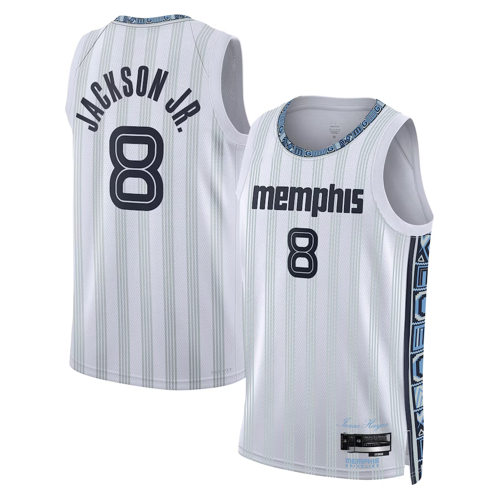 tocy M.Grizzlies #8 Jaren Jackson Jr. White 2025-2026 Swingman Stitched Jerseys- City Edition