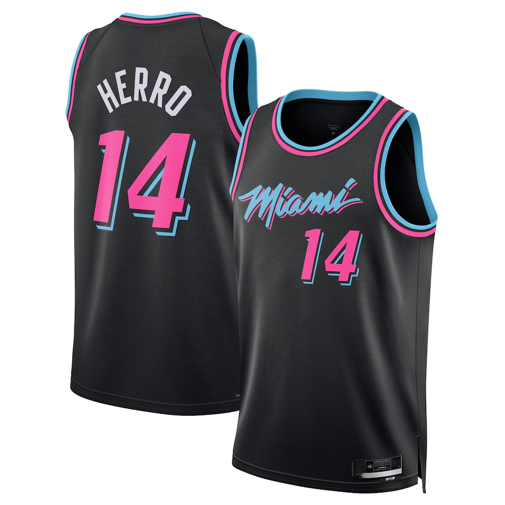 tocy M.Heat #14 Tyler Herro Black 2025-2026 Swingman Jerseys - City Edition