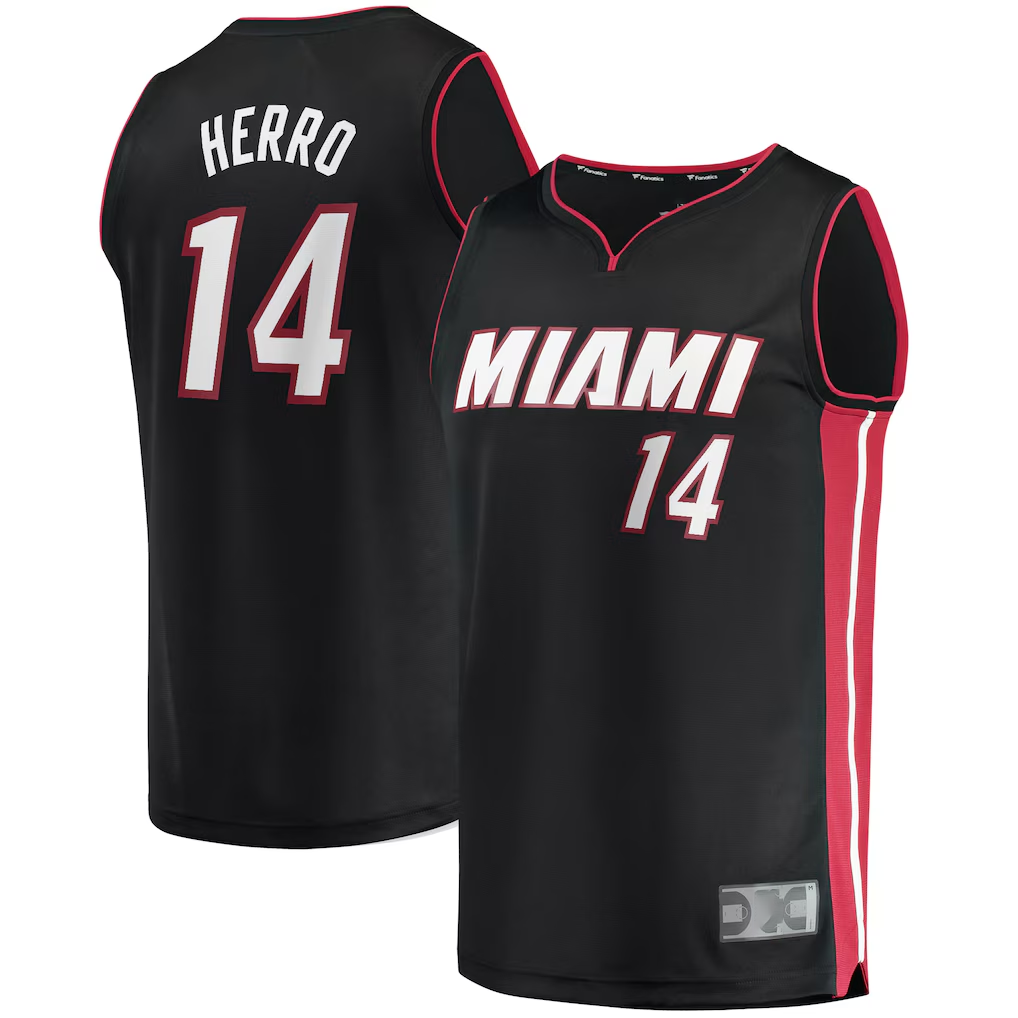 tocy M.Heat #14 Tyler Herro Black Fast Break Replica Jerseys - Icon Edition