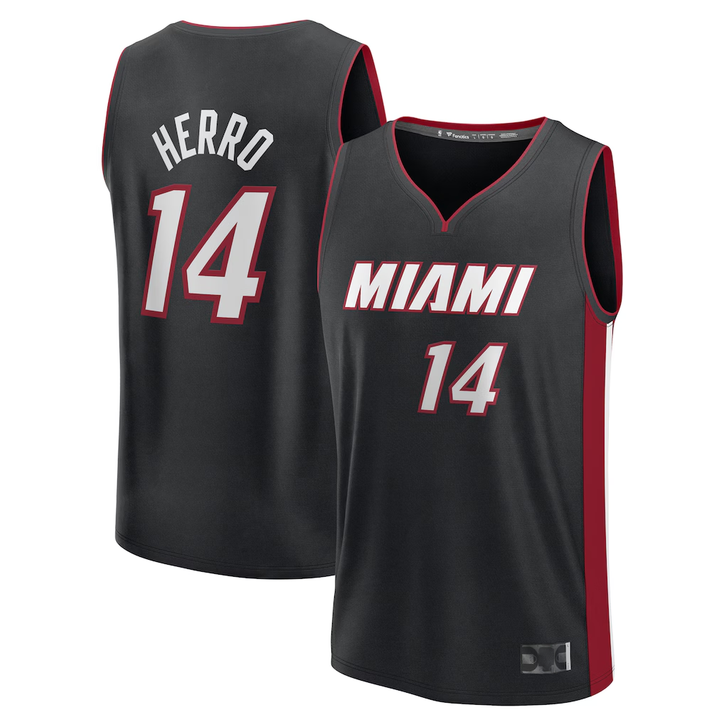 tocy M.Heat #14 Tyler Herro Black Fast Break Replica Player Jerseys - Icon Edition