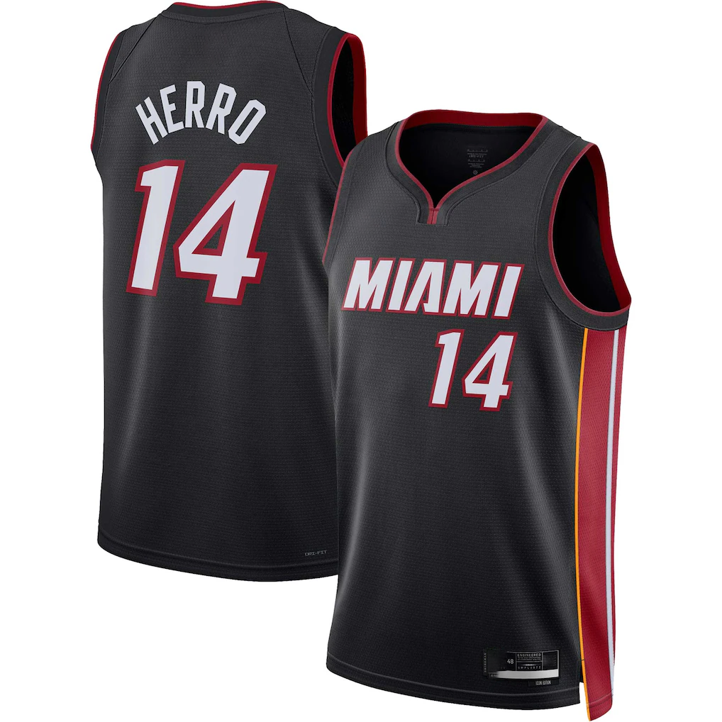 tocy M.Heat #14 Tyler Herro Black Swingman Jerseys - Icon Edition
