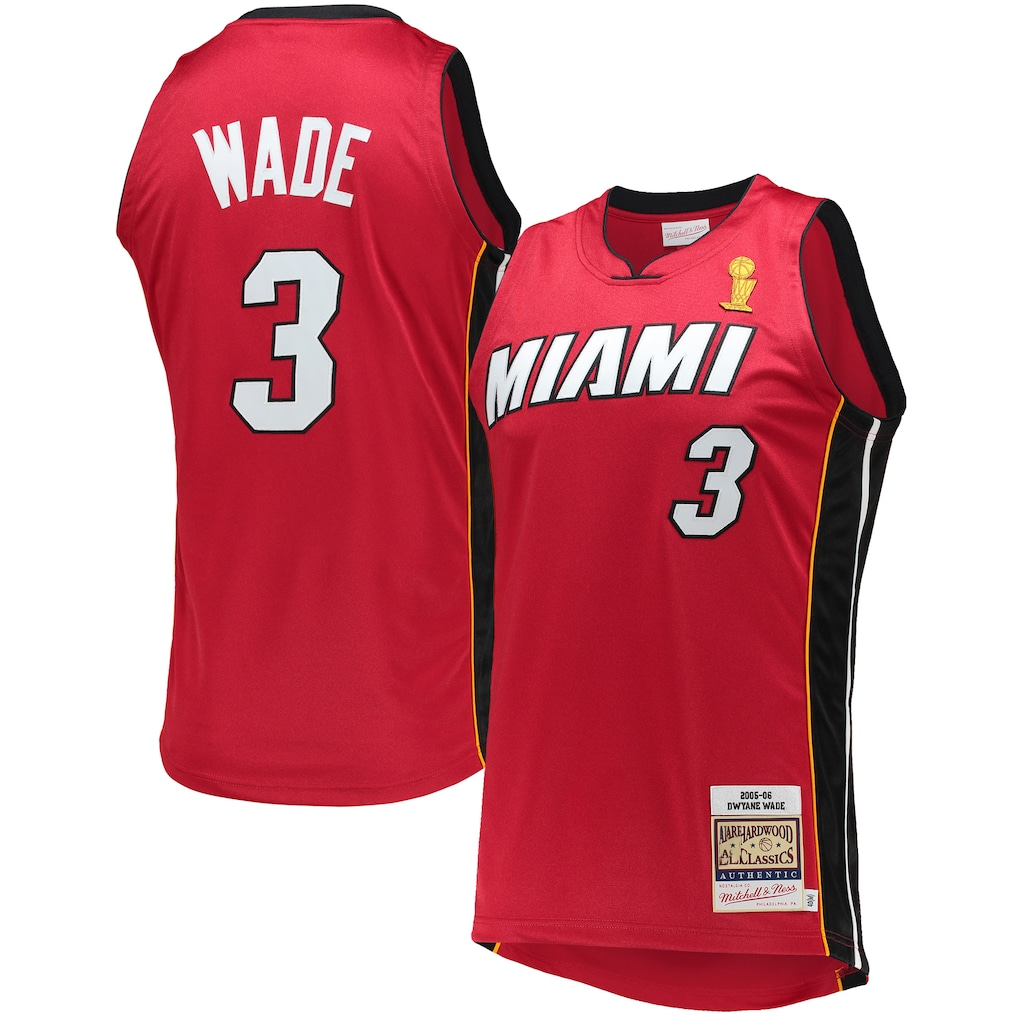 tocy M.Heat #3 Dwyane Wade Mitchell & Ness Red 2005-06 Hardwood Classics Authentic Jerseys