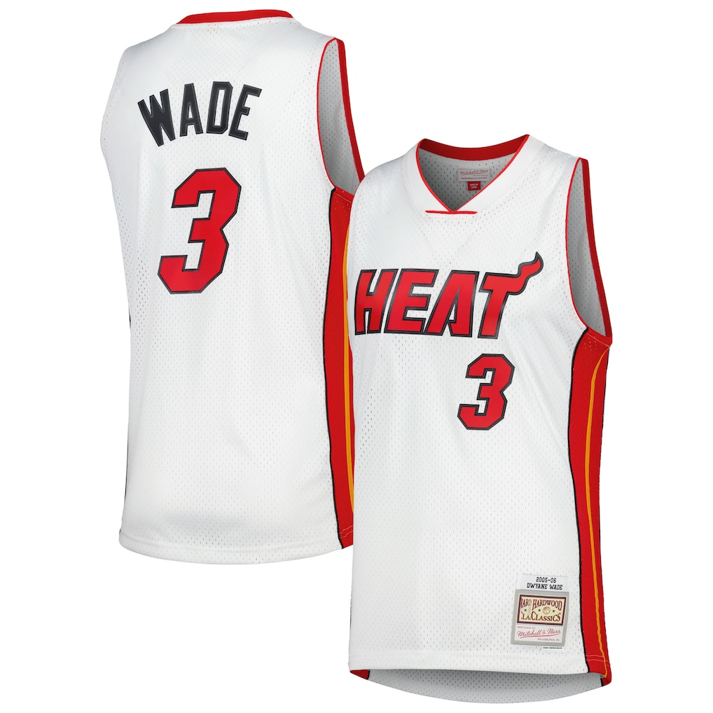 tocy M.Heat #3 Dwyane Wade Mitchell & Ness White 2005-06 Hardwood Classics Swingman Jerseys