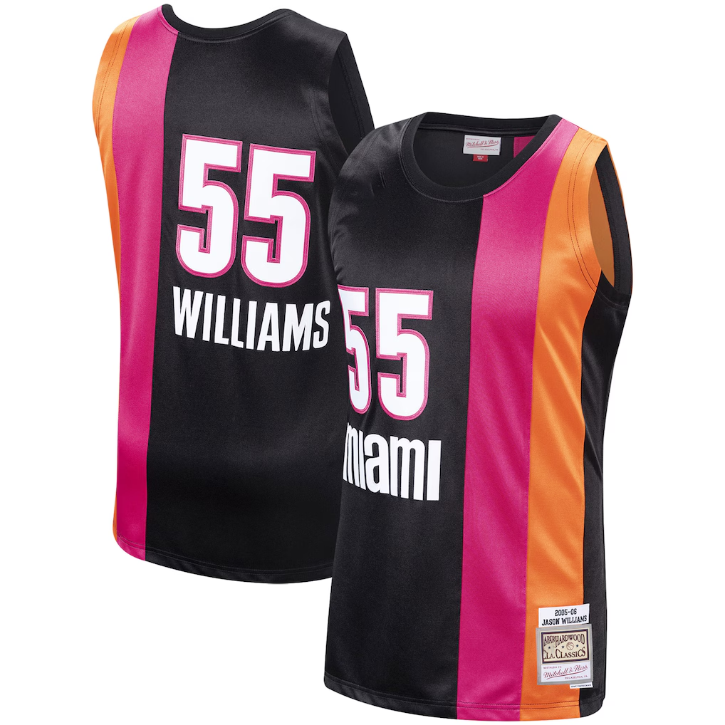 tocy M.Heat #55 Jason Williams Mitchell & Ness Black 2005-2006 Hardwood Classics Swingman Jerseys