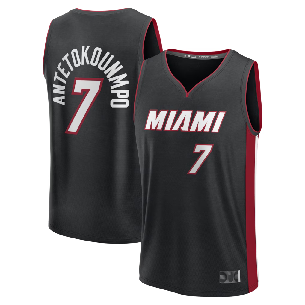 tocy M.Heat #7 Giannis Antetokounmpo Black Fast Break Jerseys - Icon Edition