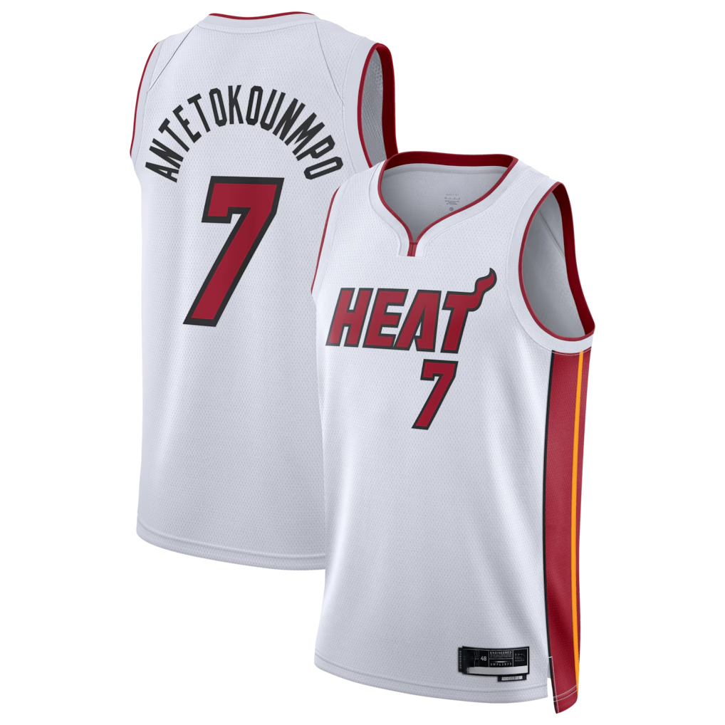 tocy M.Heat #7 Giannis Antetokounmpo White Swingman Jerseys - Association Edition