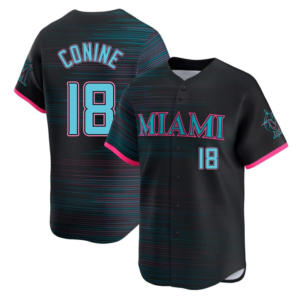tocy M.Marlins #18 Griffin Conine Player Black City Connect Home Limited Stitched Jerseys