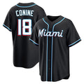 tocy M.Marlins #18 Griffin Conine Player Black Fashion Out Home Game Stitched Jerseys
