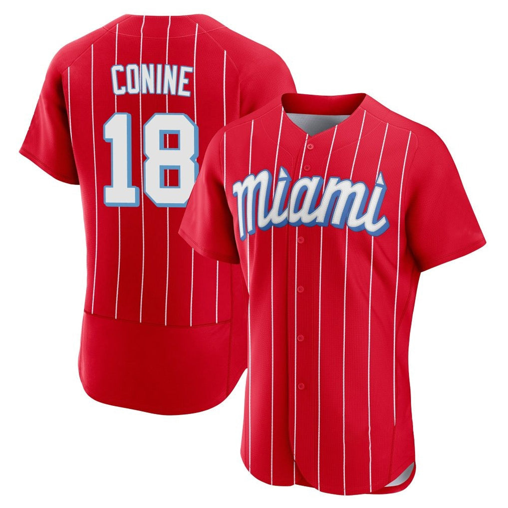 tocy M.Marlins #18 Griffin Conine Player Red City Connect Home Limited Elite Stitched Jerseys