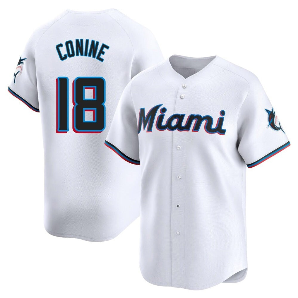 tocy M.Marlins #18 Griffin Conine Player White Home Limited Stitched Jerseys
