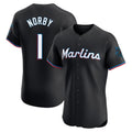 tocy M.Marlins #1 Connor Norby Player Black Vapor Home Limited Elite Stitched Jerseys